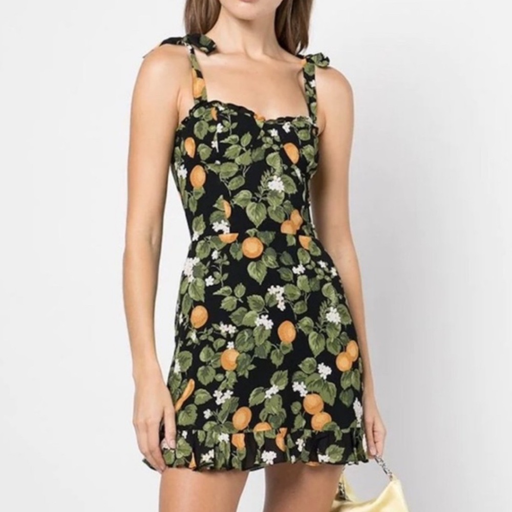 Reformation Black Floral Mini Dress